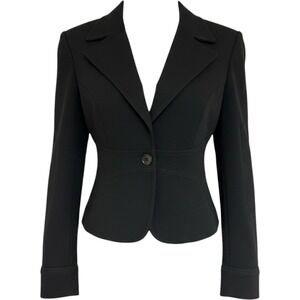 Bebe Womens Black Cropped Blazer Single Button Tailored‎ Jacket 14752101-8602